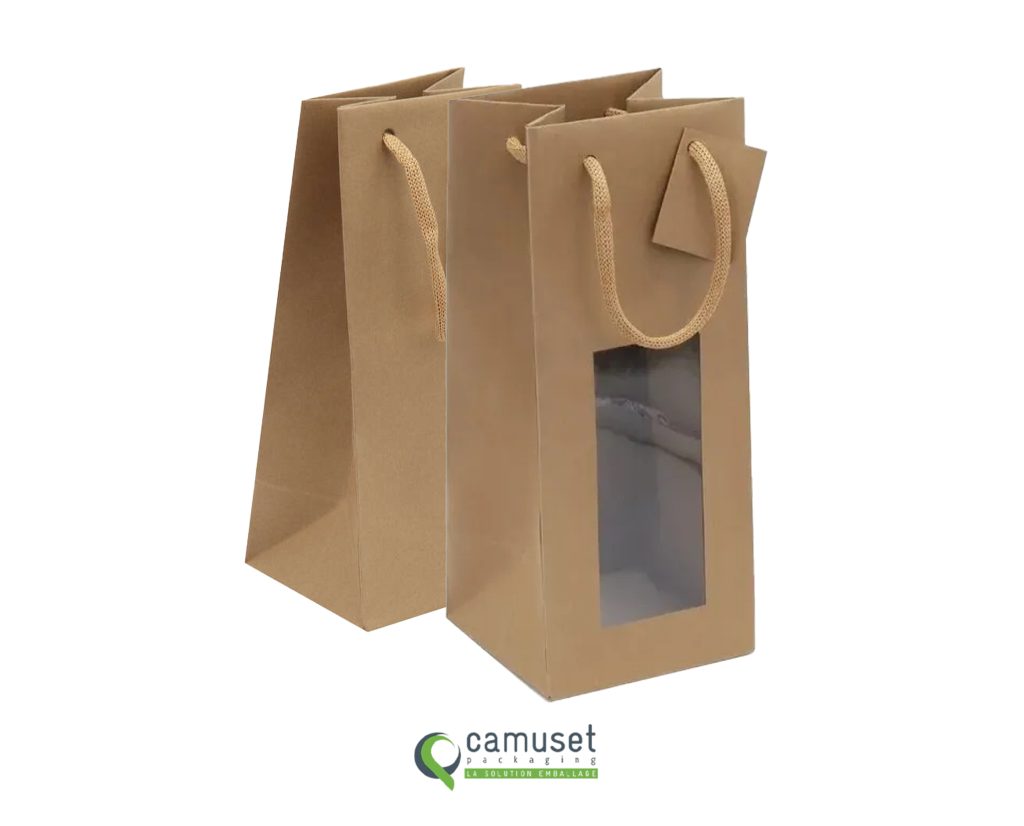 Sac kraft une bouteille flacon à poignées cordes