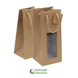 Sac kraft une bouteille flacon à poignées cordes
