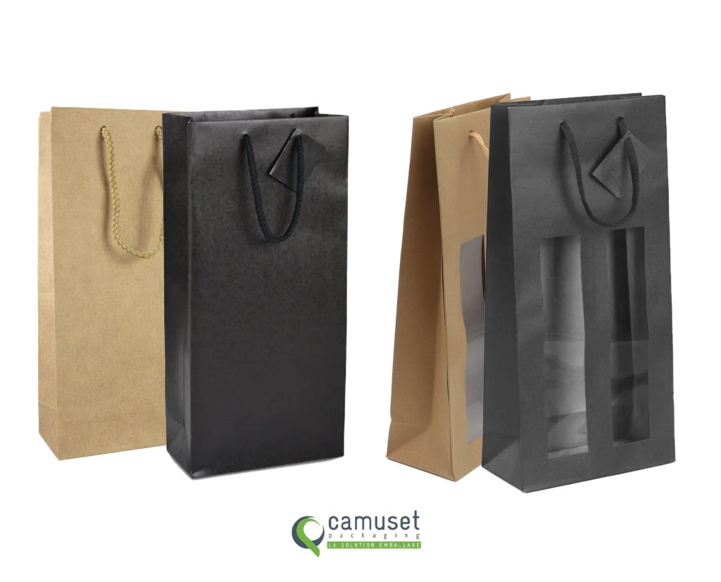 Sac kraft 2 bouteilles à poignées cordes
