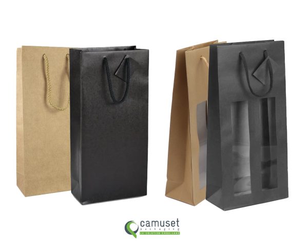 Sac kraft 2 bouteilles à poignées cordes
