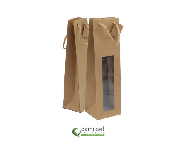 Sac kraft une demi-bouteille à poignées cordes