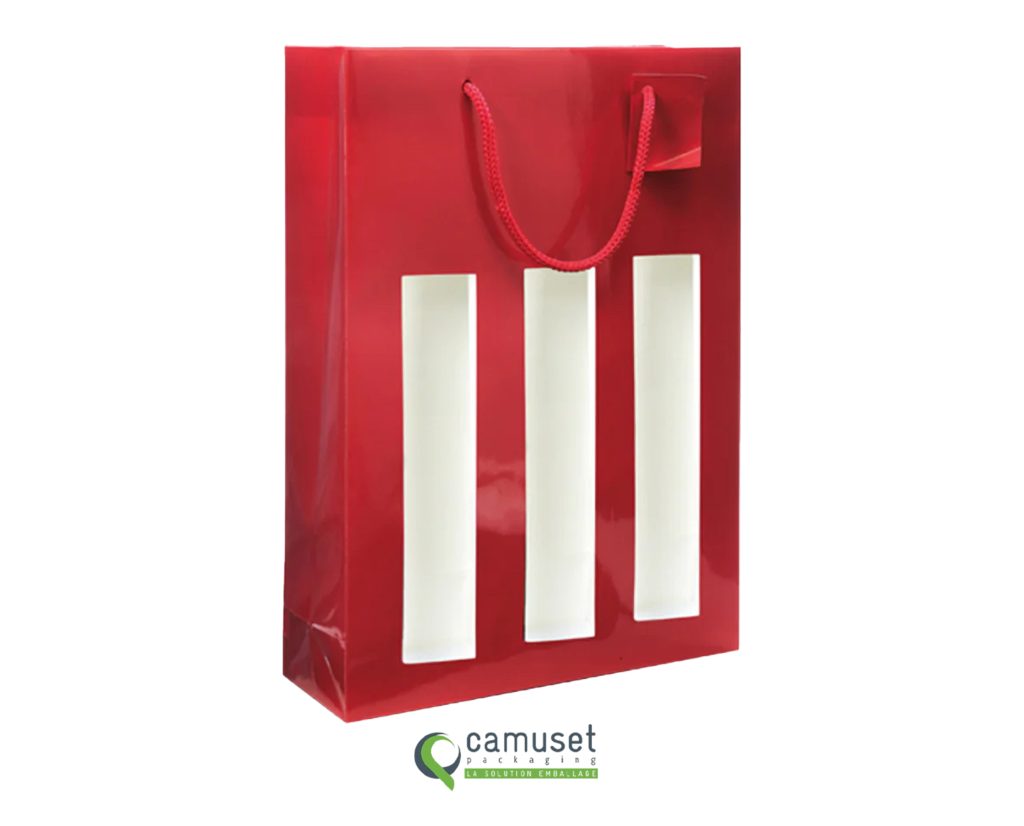 Sac kraft 3 bouteilles à poignées papier "Natural White"