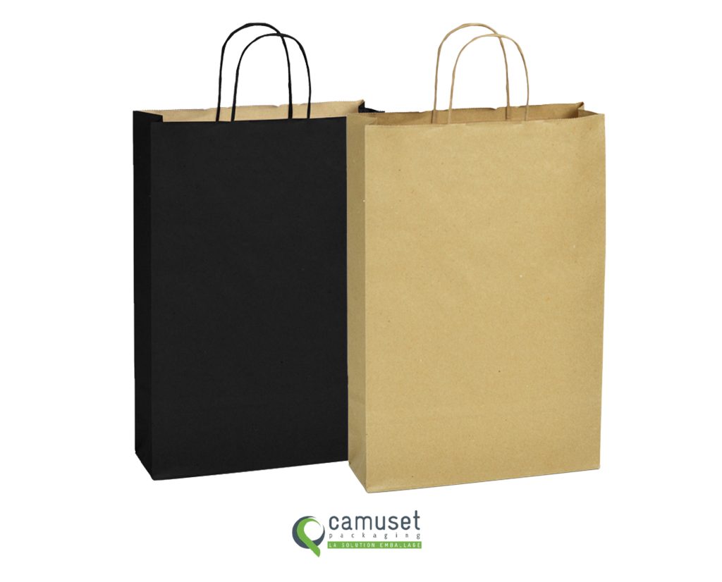 Sac kraft 3 bouteilles à poignées torsadées