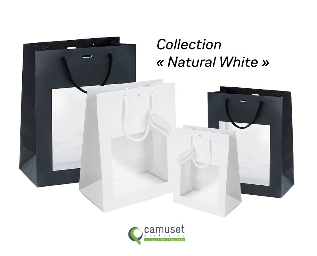 Sac kraft vitrine à poignées papier "Natural White"
