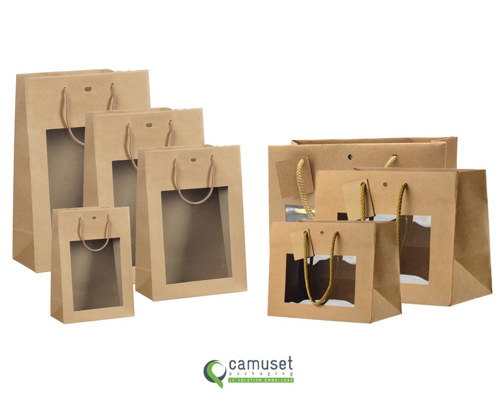 Sac kraft vitrine à poignées cordes