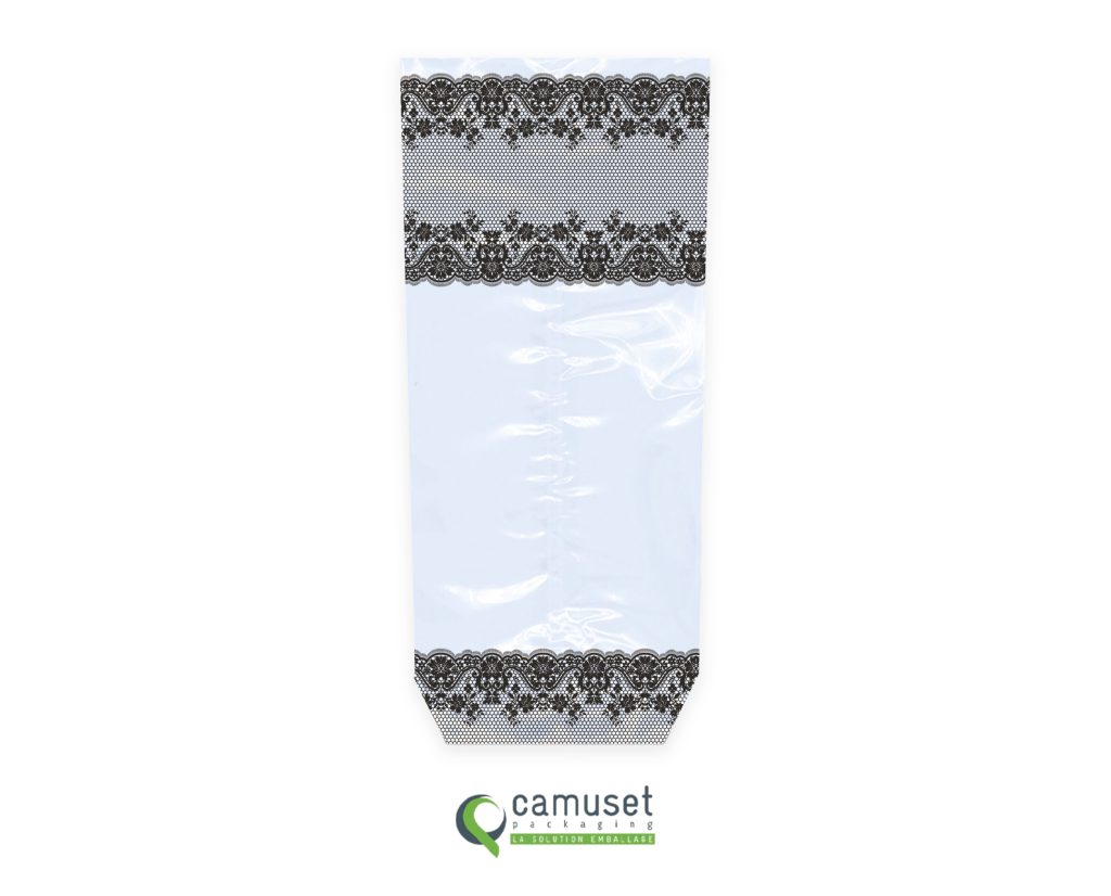 Sachet confiserie à fond carton "Dentelle noire"