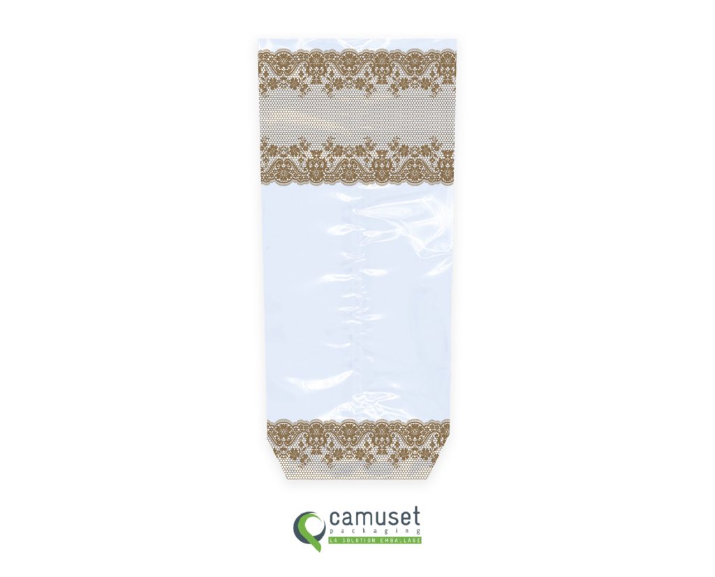 Sachet confiserie à fond carton "Dentelle or"