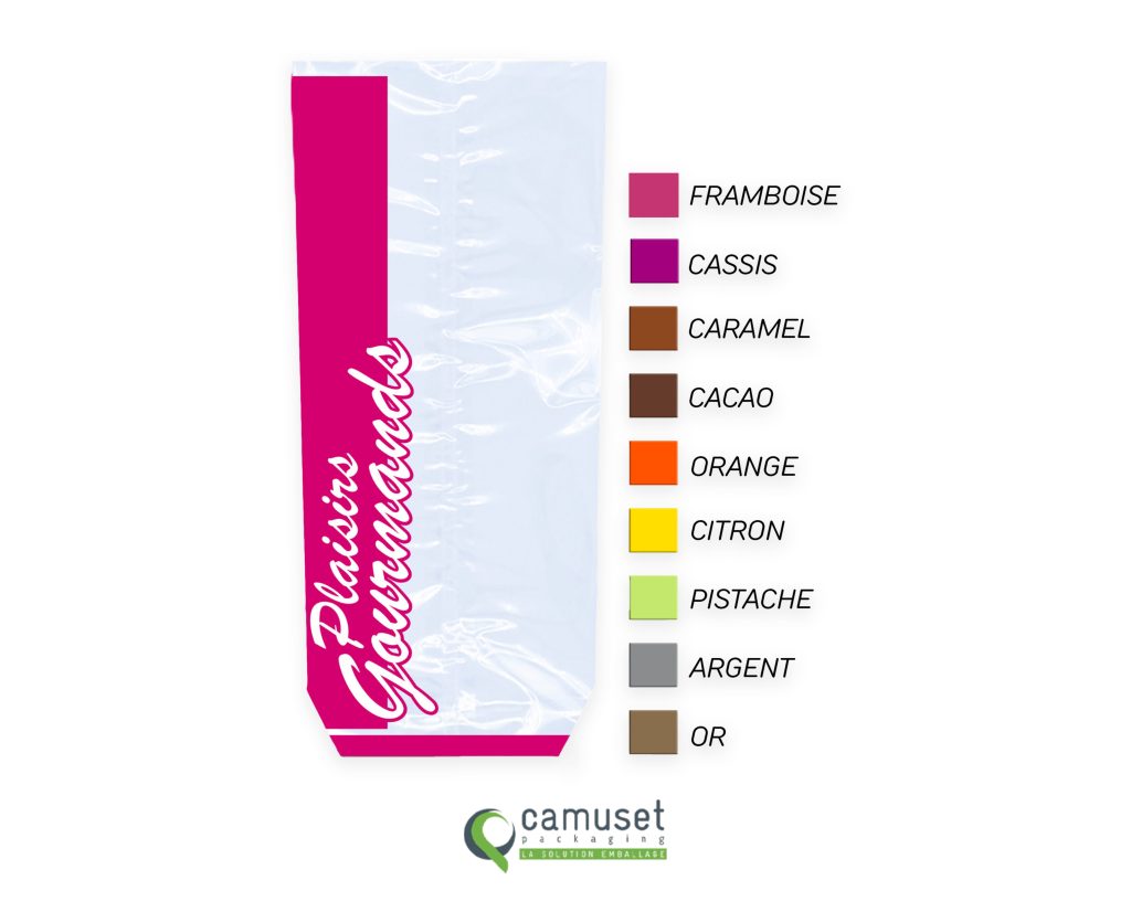 Sachet confiserie à fond carton "Plaisirs gourmands"